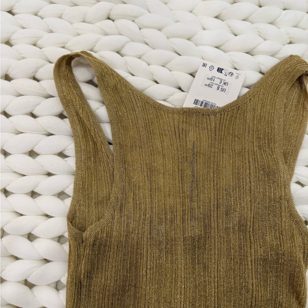 Gold Ribbed Tank Top - Picture 2 of 5